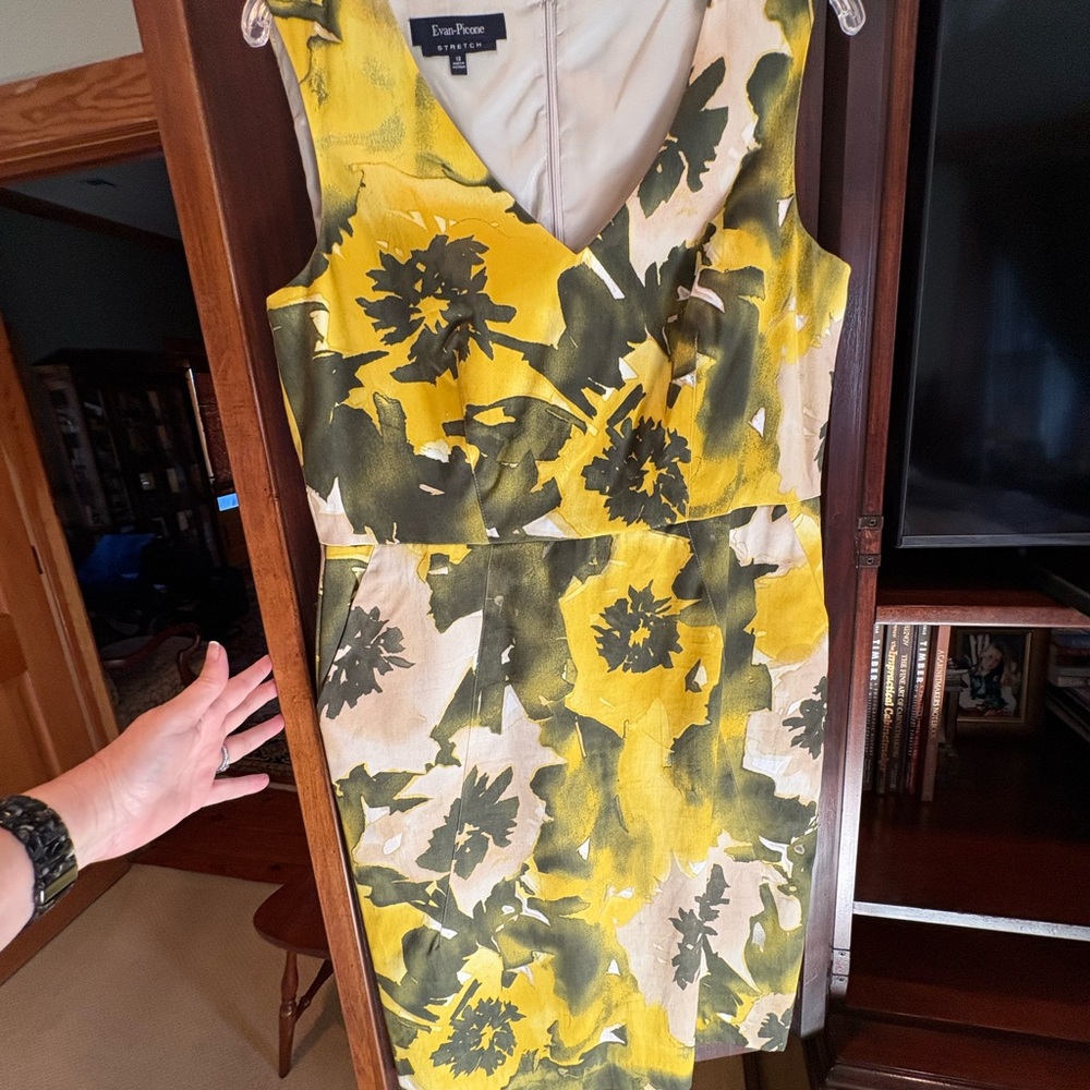 Evan Picone Yellow Floral Dress